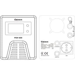Джерело безперебійного живлення [ДБЖ] Gemix PSN-500 [92054] - мініатюра 4