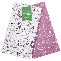 Набор кухонных полотенец Home Line Курочки вафельные 45x60 см 2 шт. (183182)