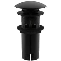 Донний клапан для раковини Kohlman click-clack black з переливом KOREK EB, Чорний матовий