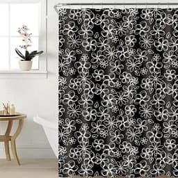 Шторка для ванной Werk WK-10013 Цветы ночью с кольцами 180 x 180 см (126329)