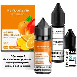 Набор компонентов для самозамеса солевой жидкости для вейпа Flavorlab PE 10000 30 мл 0-50 мг Mango Orange Juice Апельсиновый сок Манго (15384)