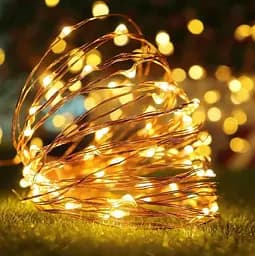 Світлодіодні гірлянди-вогники зі срібним дротом, 10 м, 100 LED, USB, тепле біле світло - мініатюра 2