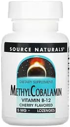 Витамины и минералы Source Naturals Methylcobalamin 5 mg, 60 леденцов Вишня