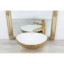 Умивальник Rea Sofia 34,5x40,9 gold/white (REA-U0456) - мініатюра 2