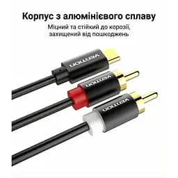Перехідник Vention Audio Type-C M - 2RCA F 1,5м чорний (BGDBG) - мініатюра 8