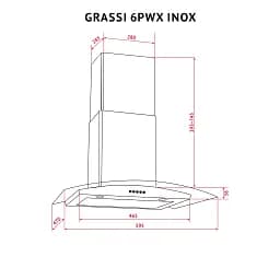 Витяжка декоративна зі склом Perfelli GRASSI 6PWX INOX - мініатюра 12