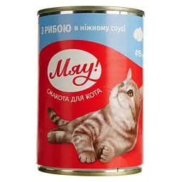 Вологий корм для котів Мяу з рибою в ніжному соусі 415 г (B2200204)