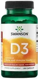 Вітаміни та мінерали Swanson Vitamin D3 1000 IU High Potency, 250 капсул