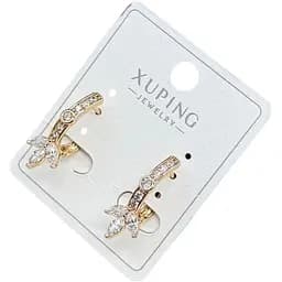 Сережки Xuping з декоративним елементом та кристалами гіпоалергенне медичне золото