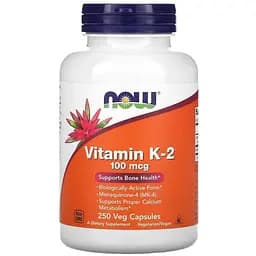 Витамины и минералы NOW Vitamin K2 100 mcg, 250 вегакапсул