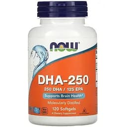 Жирные кислоты NOW DHA 250 mg, 120 капсул