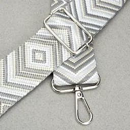 Ремінь для сумки текстильний 38 мм 6167 silver з карабінами сірий - мініатюра 2