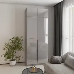 Шкаф 2-дверный с антресолью MebelStar Оскар Gloss BL-B, блок ящиков+полки 100x52x260 см Серая мышка/Серый (MBS-5414)