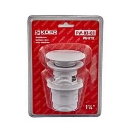 Донний клапан для раковини з переливом Koer PW-03-03 автоматичний KR3395, Білий - мініатюра 3