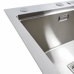 Кухонна мийка Platinum Handmade 50x50 нержавійка з підставкою для ножів + сифон, дозатор та кошик, Нержавіюча сталь - мініатюра 5