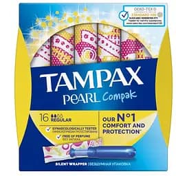 Тампони Tampax Compak Pearl Regular, з аплікатором, 16 шт.