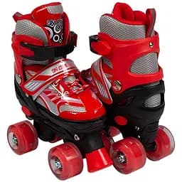 Ролики квады RS-0039 M (34-38) с подсветкой красные