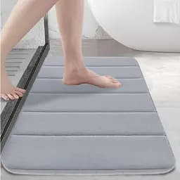 Сучасний килимок для ванної Aquarius з ефектом пам'яті М'який Антиковзкий 40 х 60 см Сірий у смужку
