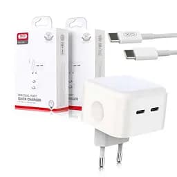 Зарядний пристрій XO L102 35 W 2 виходи type-C + кабель Type-C to Type-C - мініатюра 5