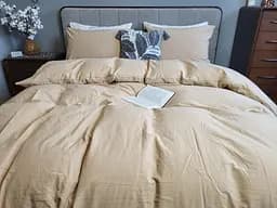 Комплект постільної білизни LUXURY Washed з вареної бавовни бежевий Beige  - двоспальний - мініатюра 7