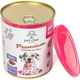 Вологий корм для дорослих собак Pet Chef Шматочки в желе з індичкою 800 г - мініатюра 2