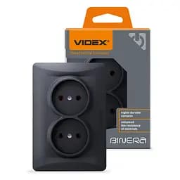 Розетка Videx Binera подвійна чорний графіт (VF-BNSK2-BG)