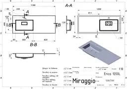 Умивальник Miraggio ERICA 1200 L (8813567) Miramarble, Глянцевий, Накладний/Врізний, Білий - мініатюра 2