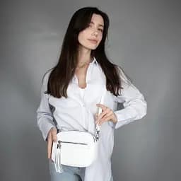 Сумка жіноча шкіряна кросободі на 3 відділення Virginia Conti 03901 біла - мініатюра 2