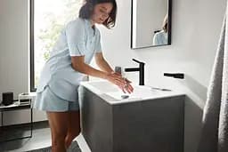 Змішувач Hansgrohe Finoris 110 для умивальника з д/к push -open Matt Black 76023670 Чорний матовий - мініатюра 4