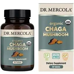 Натуральна добавка Dr. Mercola Organic Chaga Mushroom, 30 таблеток