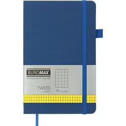 Книга записна Buromax Tweed в клітинку 195х125 мм синя 96 аркушів (BM.291163-02)