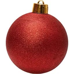 Большая елковая игрушка шар Linhai 20 см серебристый глиттер (034086)