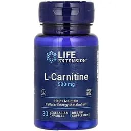 Амінокислота L-Карнітин Life Extension 500 мг 30 вегетаріанських капсул
