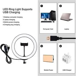 Кольцевая USB LED лампа Puluz PKT3035 10" + штатив 1.1 м - мініатюра 2