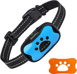 Синій нашийник для собак, MASBRILL Середній нашийник Перезаряджуваний проти лаю антилай