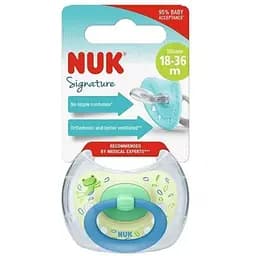 Пустушка NUK ортодонтична Signature розмір 3 листочки жабка (3952480)