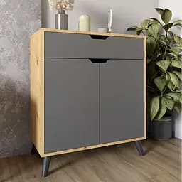 Комод в гостиную с черными ножками М-ЗОН Борн 750 Дуб Артизан/Антрацит (MZN-031049)