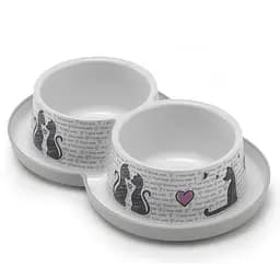 Moderna Double Trendy Dinner Cats in Love Модерна подвійна миска для кішок пластик 2х350 мл