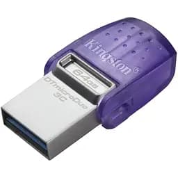 Флеш накопичувач 2-в-1 Kingston MicroDuo 3C 64Gb USB 3.0 + Type-C металевий