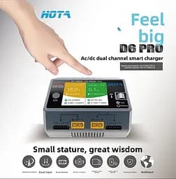 Двоканальний зарядний пристрій HOTA D6 Pro Dual 325W 15A 1-6S LiPo AC/DC FPV з бездротовою зарядкою чорний (18768) - мініатюра 5