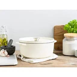 Каструля KitchenAid Cast Iron чавунна з кришкою 26 см 5.2 л мигдальний крем (CC006059-001) - мініатюра 8