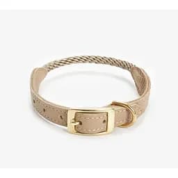 Шкіряний нашийник з канатиком для собак "Caviar Terra" XL бежевий (обхват шиї 46-54см)