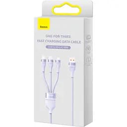 Кабель Baseus Flash Series Ⅱ 3-in-1 Cable USB to MicroUSB+Lightning+Type-C 66W 1.2m CASS040005 Purple - мініатюра 6