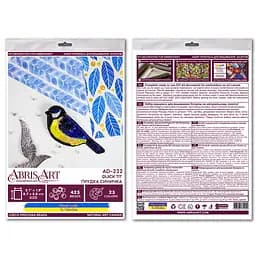 Набор для вышивки бисером украшения "Прящая синичка" AD-232 на натуральном полотне.