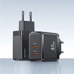 Мережевий зарядний пристрій Usams T54 GaN 40W 3A Black (CC172TC01) [139620] - мініатюра 3