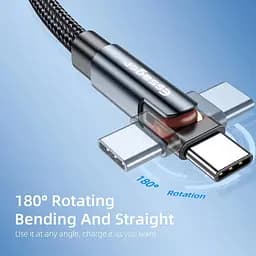 Кабель Essager Universal USB Type-A для USB Type-C 180 Rotate 3A 2 м Black (EXCT-WXA01) - мініатюра 3