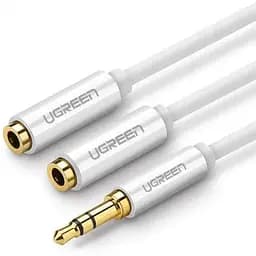 Аудио кабель Ugreen AV134 3.5 мм Male to 2 Female Audio Cable 25 см белый (10739)