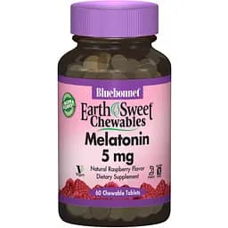 Мелатонін Bluebonnet Nutrition Earth Sweet Chewables зі смаком малини 5 мг 60 таблеток