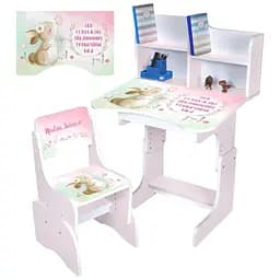 Дитяча парта Bambi N 2071-15-7 Привіт зайченя з укр. абеткою та стільчиком сакура