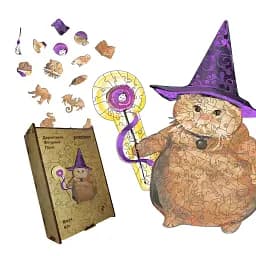 Дерев'яний фігурний пазл Вжух Кіт, А5, Картонна коробка 35 елементів